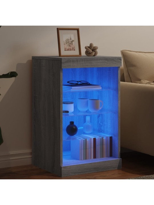 Kumode ar led lampiņām, pelēka ozolkoka krāsa, 41x37x67 cm