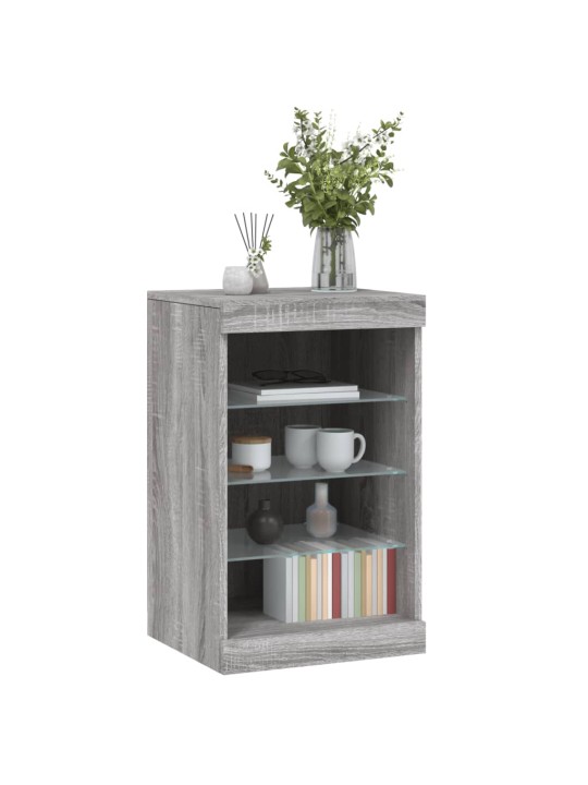 Kumode ar led lampiņām, pelēka ozolkoka krāsa, 41x37x67 cm