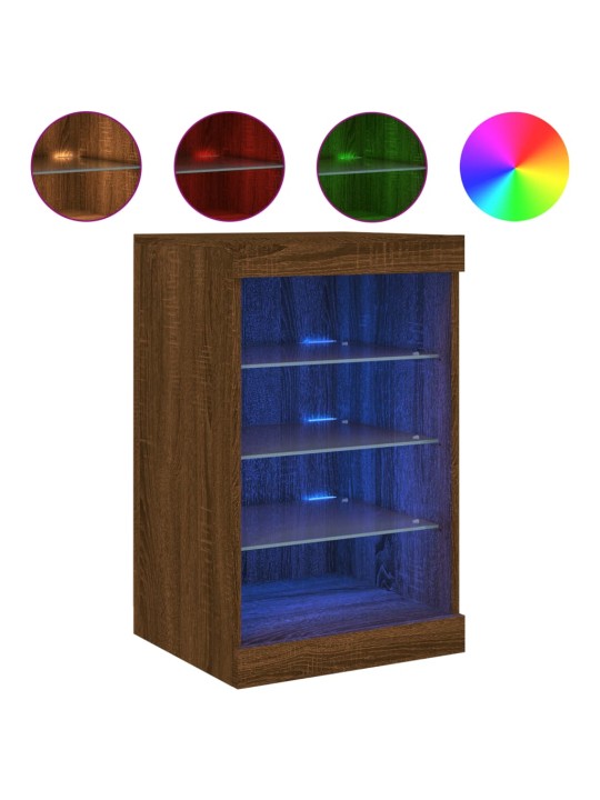 Kumode ar led lampiņām, brūna koka krāsa, 41x37x67 cm