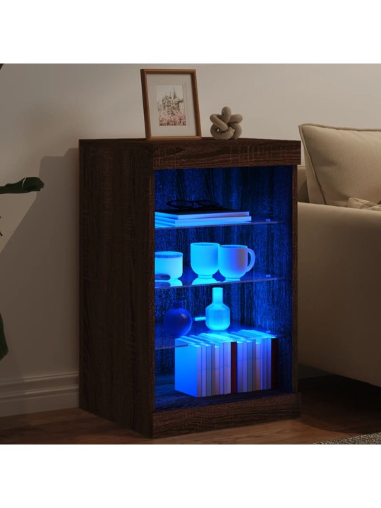 Kumode ar led lampiņām, brūna koka krāsa, 41x37x67 cm