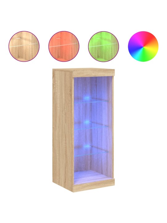 Kumode ar led lampiņām, ozolkoka krāsa, 41x37x100 cm