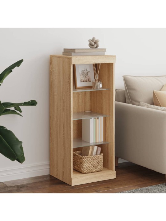 Kumode ar led lampiņām, ozolkoka krāsa, 41x37x100 cm
