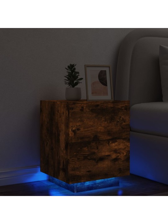 Naktsskapītis ar led, ozolkoka krāsā, inženierijas koks