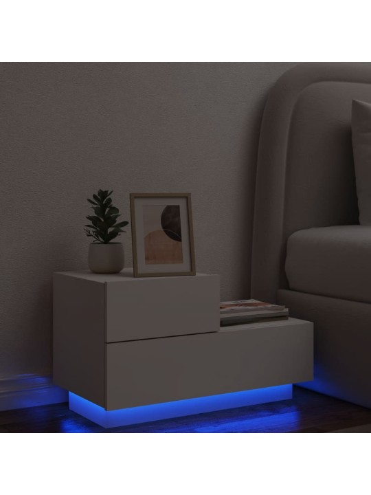 Naktsskapītis ar led, balts, 70x36x40,5 cm