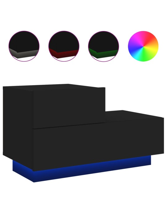 Naktsskapītis ar led, melns, 70x36x40,5 cm