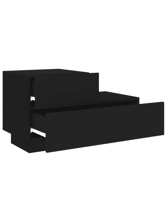 Naktsskapītis ar led, melns, 70x36x40,5 cm