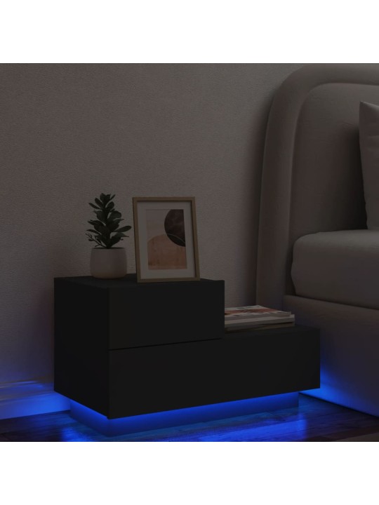 Naktsskapītis ar led, melns, 70x36x40,5 cm