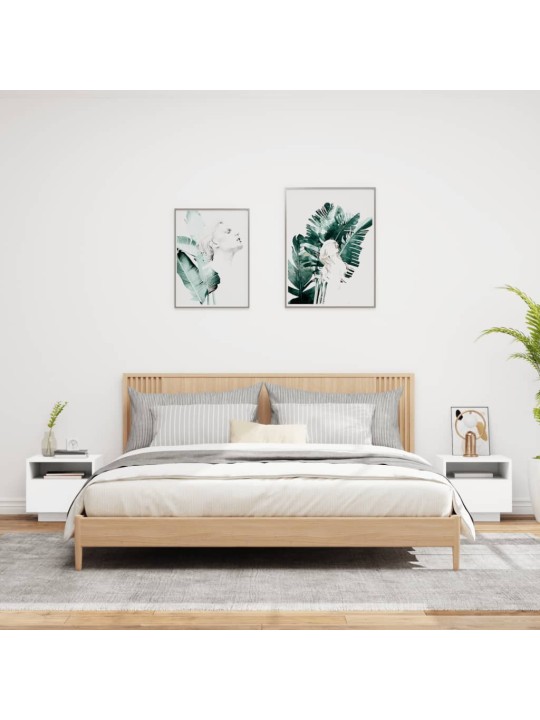 Naktsskapīši ar led lampām, 2 gab., balti, 40x39x37 cm