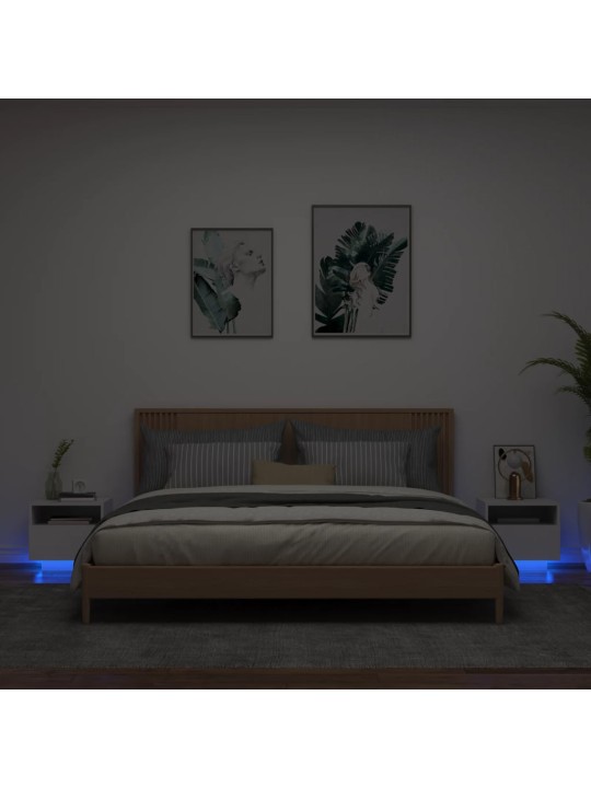 Naktsskapīši ar led lampām, 2 gab., balti, 40x39x37 cm