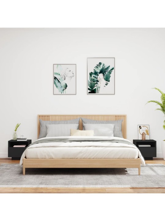 Naktsskapīši ar led lampām, 2 gab., melni, 40x39x37 cm