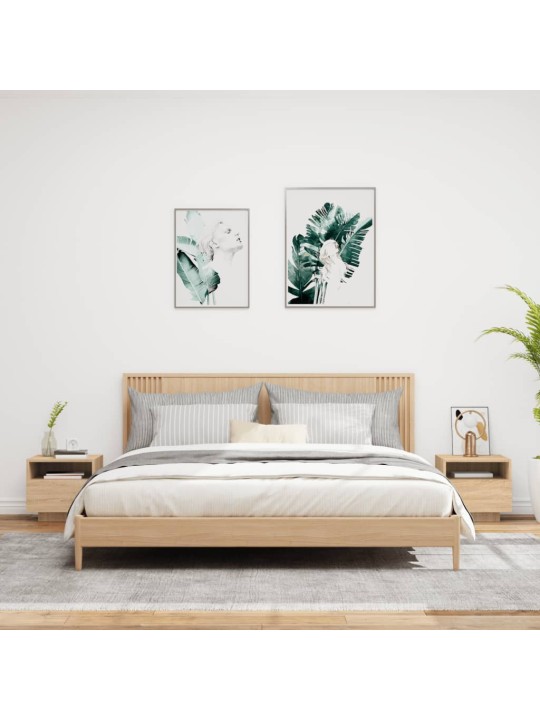 Naktsskapīši ar led lampiņām, 2 gab., ozola krāsa, 40x39x37 cm