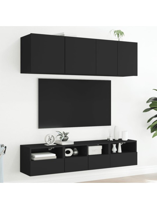 Tv sienas skapītis, melns, 40x30x30 cm, inženierijas koks
