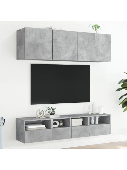 Tv sienas skapji, 2 gb., 40x30x30 cm, pelēki, inženierijas koks