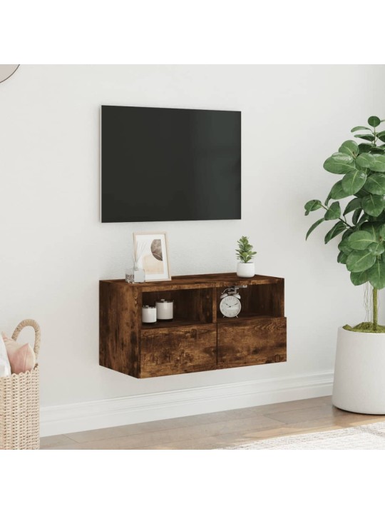 Tv sienas skapītis, koka krāsa, 60x30x30 cm, inženierijas koks