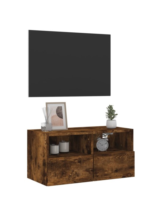 Tv sienas skapītis, koka krāsa, 60x30x30 cm, inženierijas koks