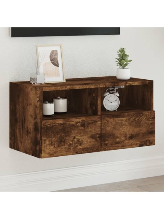 Tv sienas skapītis, koka krāsa, 60x30x30 cm, inženierijas koks