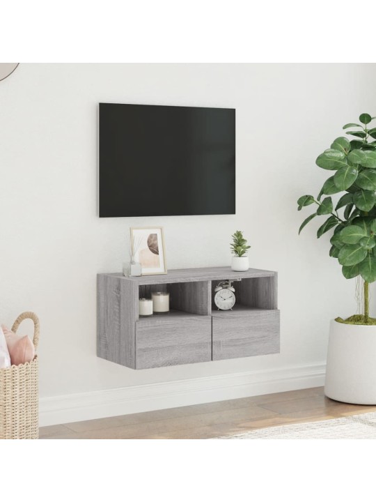 Tv sienas skapītis, pelēka ozola, 60x30x30cm, inženierijas koks