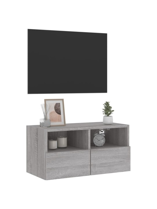 Tv sienas skapītis, pelēka ozola, 60x30x30cm, inženierijas koks