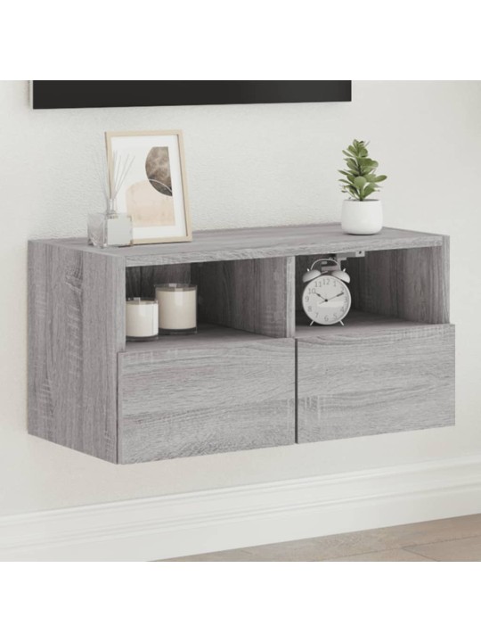 Tv sienas skapītis, pelēka ozola, 60x30x30cm, inženierijas koks