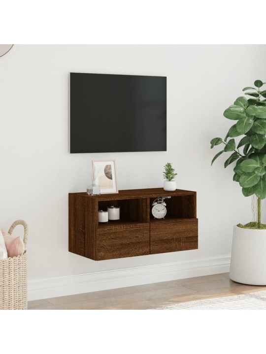 Tv sienas skapītis, brūna ozola, 60x30x30 cm, inženierijas koks