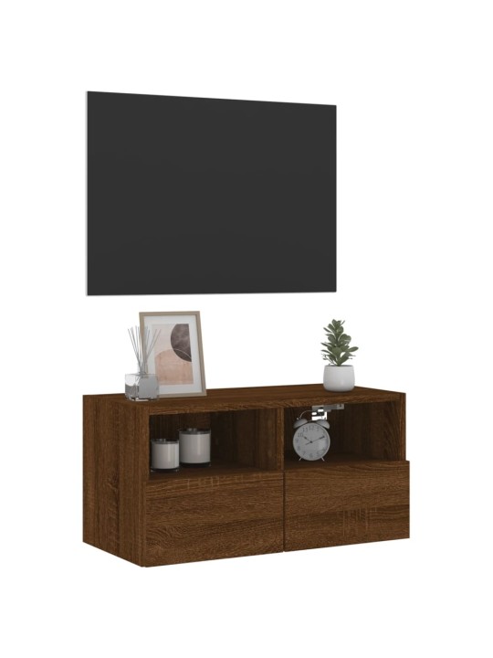 Tv sienas skapītis, brūna ozola, 60x30x30 cm, inženierijas koks