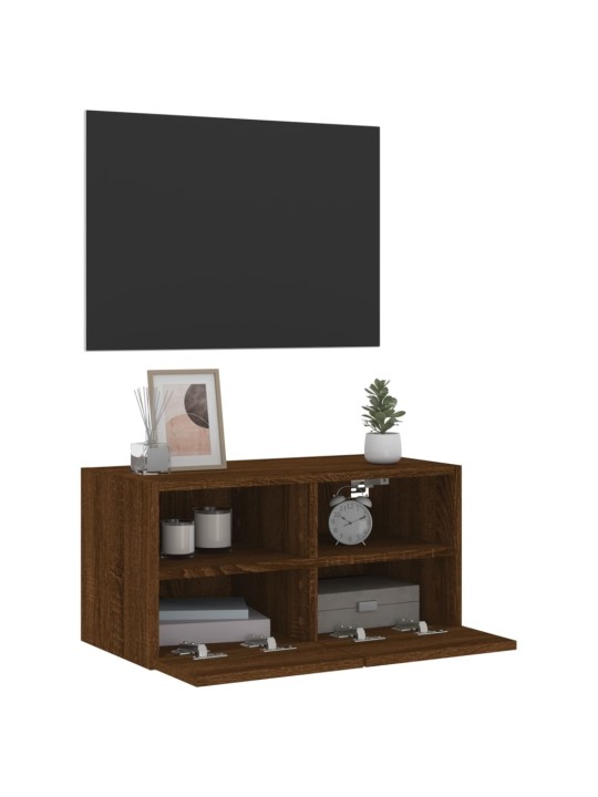 Tv sienas skapītis, brūna ozola, 60x30x30 cm, inženierijas koks