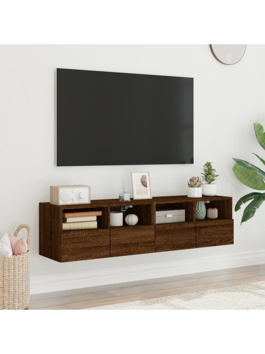 Tv skapīši, 2 gab., brūna ozola, 60x30x30 cm, inženierijas koks