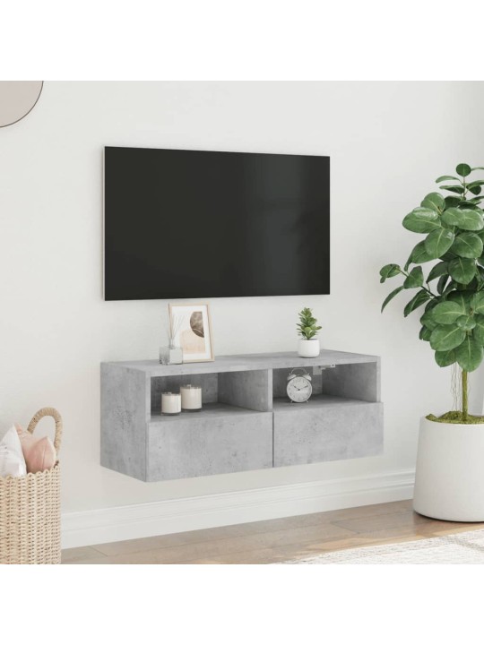 Tv sienas skapītis, betona pelēks, 80x30x30 cm, skaidu plāksne