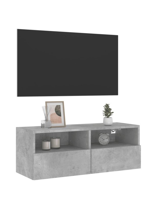 Tv sienas skapītis, betona pelēks, 80x30x30 cm, skaidu plāksne