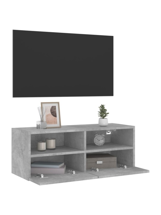 Tv sienas skapītis, betona pelēks, 80x30x30 cm, skaidu plāksne