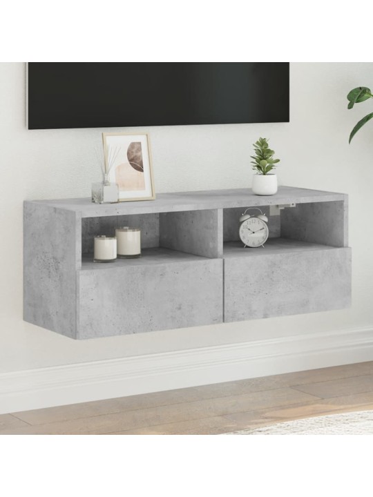 Tv sienas skapītis, betona pelēks, 80x30x30 cm, skaidu plāksne