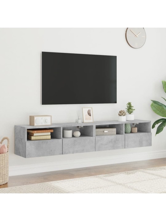 Tv sienas skapji, 2 gb., 80x30x30 cm, pelēki, inženierijas koks