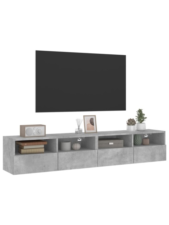 Tv sienas skapji, 2 gb., 80x30x30 cm, pelēki, inženierijas koks
