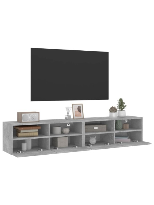 Tv sienas skapji, 2 gb., 80x30x30 cm, pelēki, inženierijas koks