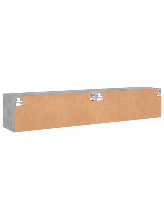 Tv sienas skapji, 2 gb., 80x30x30 cm, pelēki, inženierijas koks