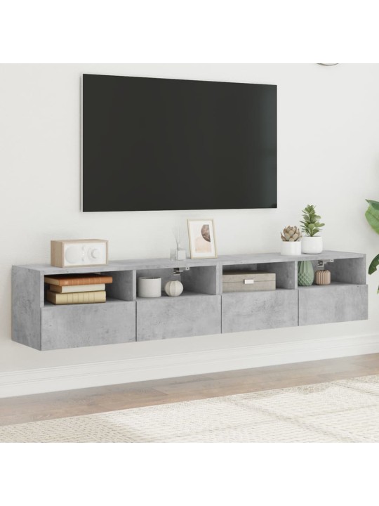 Tv sienas skapji, 2 gb., 80x30x30 cm, pelēki, inženierijas koks