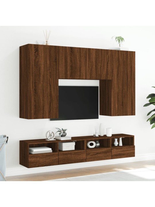 Tv sienas skapītis, brūna ozola, 80x30x30 cm, inženierijas koks