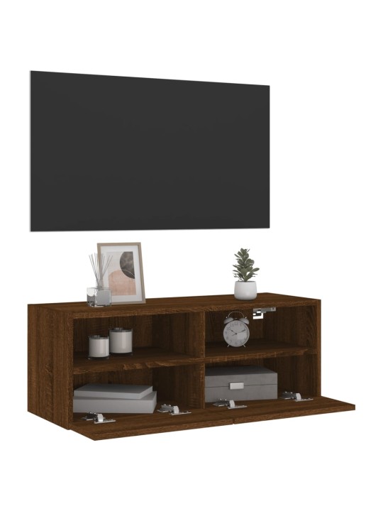 Tv sienas skapītis, brūna ozola, 80x30x30 cm, inženierijas koks