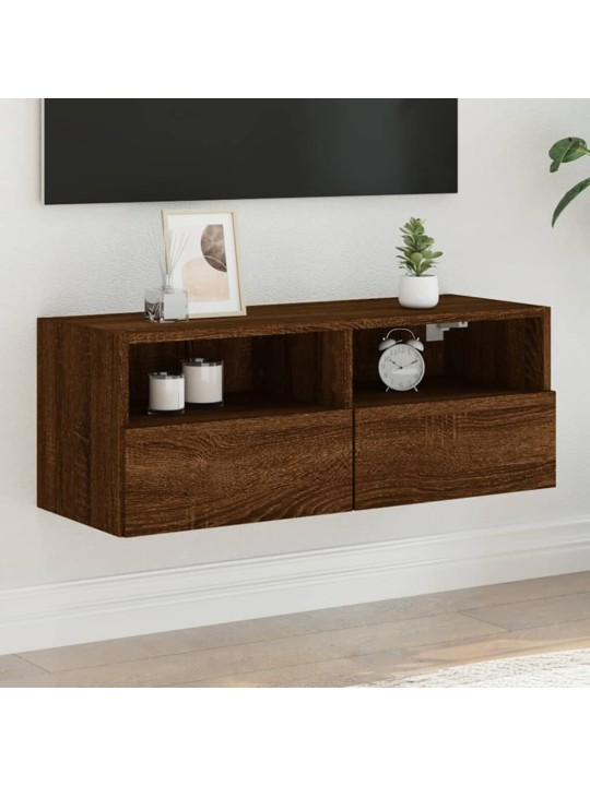 Tv sienas skapītis, brūna ozola, 80x30x30 cm, inženierijas koks