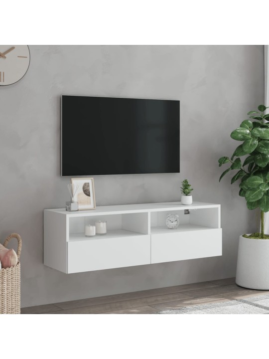 Tv sienas skapītis, balts, 100x30x30 cm, inženierijas koks