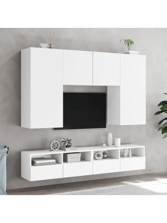 Tv sienas skapītis, balts, 100x30x30 cm, inženierijas koks