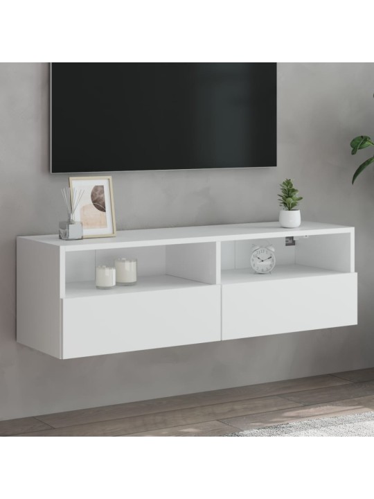 Tv sienas skapītis, balts, 100x30x30 cm, inženierijas koks