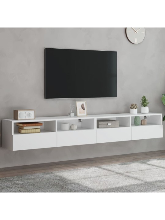 Tv skapīši, 2 gab., balts, 100x30x30 cm, inženierijas koks
