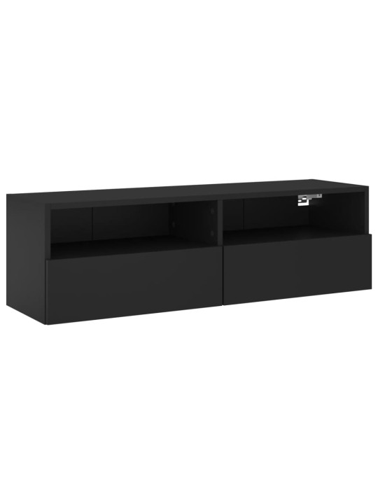 Tv sienas skapītis, melns, 100x30x30 cm, inženierijas koks