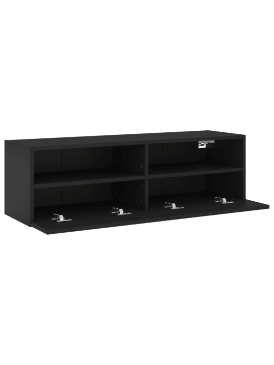 Tv sienas skapītis, melns, 100x30x30 cm, inženierijas koks