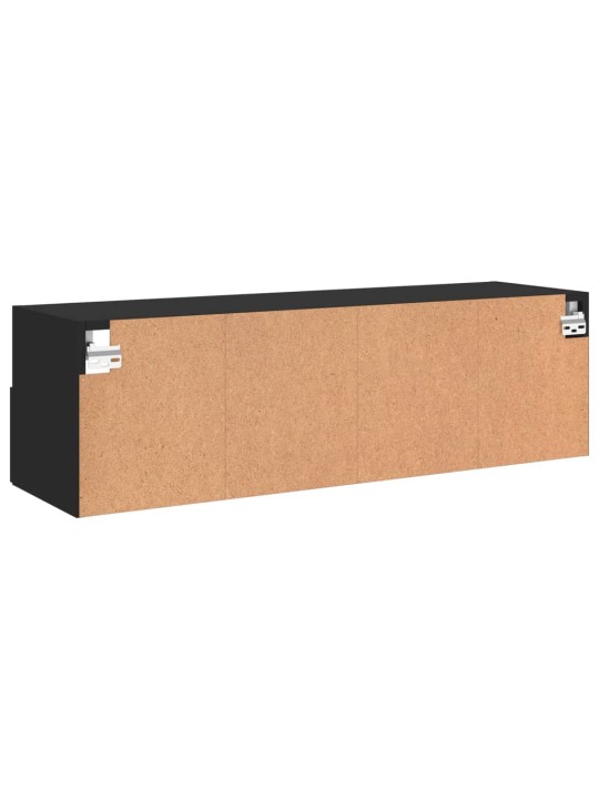 Tv sienas skapītis, melns, 100x30x30 cm, inženierijas koks