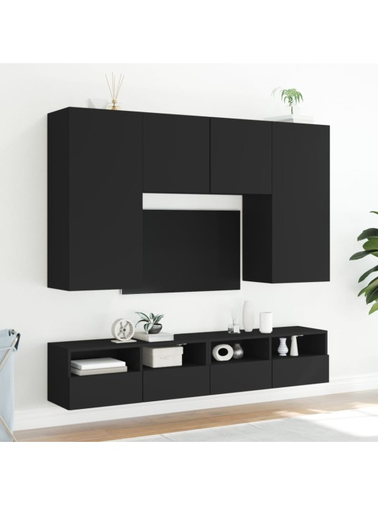 Tv skapīši, 2 gab., melns, 100x30x30 cm, inženierijas koks