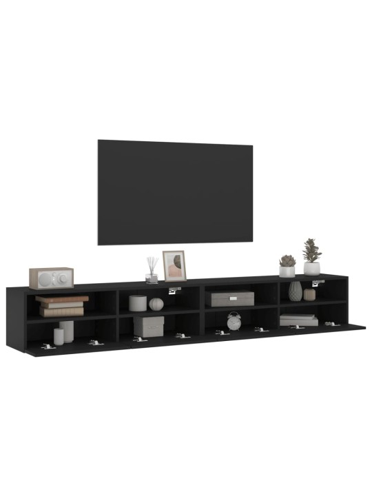 Tv skapīši, 2 gab., melns, 100x30x30 cm, inženierijas koks