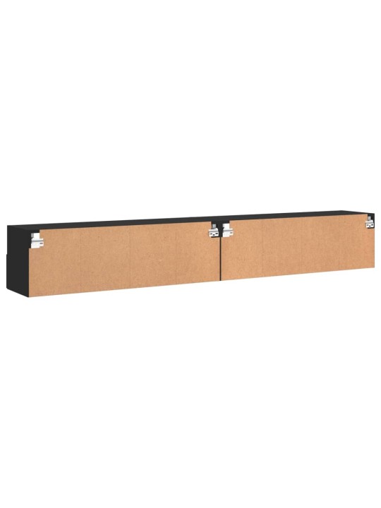 Tv skapīši, 2 gab., melns, 100x30x30 cm, inženierijas koks