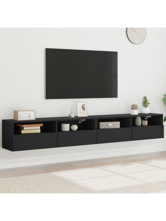 Tv skapīši, 2 gab., melns, 100x30x30 cm, inženierijas koks